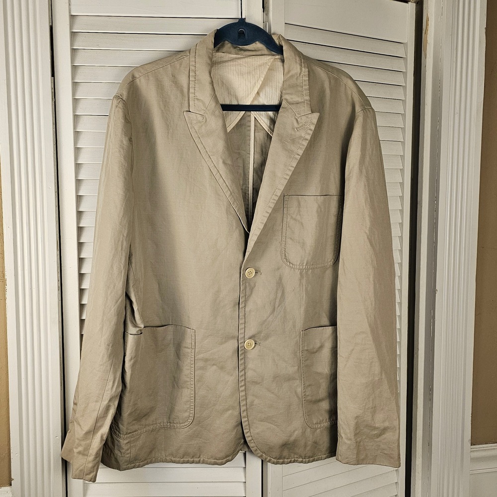 Alex Mill Mens Khaki Linen Blend Blazer Sport Coat XXL